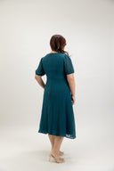Feather-Light Crinkled Midi Dress (Deep Teal) - ELTWINE