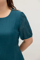 Feather-Light Crinkled Midi Dress (Deep Teal) - ELTWINE