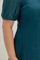 Feather-Light Crinkled Midi Dress (Deep Teal)