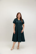 Front-Zip Tailored Column Dress (Forest Green) - ELTWINE