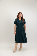 Front-Zip Tailored Column Dress (Forest Green) - ELTWINE