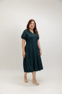 Front-Zip Tailored Column Dress (Forest Green) - ELTWINE