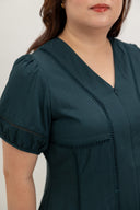 Front-Zip Tailored Column Dress (Forest Green) - ELTWINE
