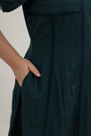 Front-Zip Tailored Column Dress (Forest Green) - ELTWINE