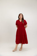 Front-Zip Tailored Column Dress (Fortune Red) - ELTWINE
