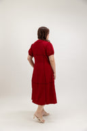Front-Zip Tailored Column Dress (Fortune Red) - ELTWINE