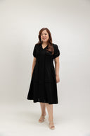 Front-Zip Tailored Column Dress (Black) - ELTWINE