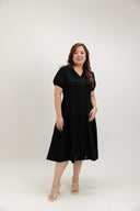 Front-Zip Tailored Column Dress (Black) - ELTWINE