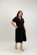 Front-Zip Tailored Column Dress (Black) - ELTWINE