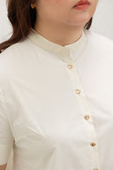 Modern Refined Mandarin Shirt (Soft Ivory)