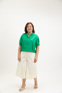 Lila Classic Button-Back Blouse (Fern Green) - ELTWINE