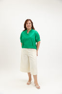 Lila Classic Button-Back Blouse (Fern Green) - ELTWINE