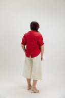 Lila Classic Button-Back Blouse (Red) - ELTWINE