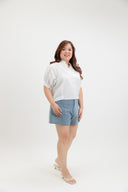 Lila Classic Button-Back Blouse (White)