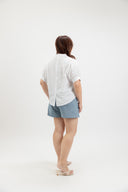 Lila Classic Button-Back Blouse (White)