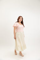 Sweetheart Eyelet Flutter-Sleeve Top (Petal Rose)