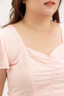 Sweetheart Eyelet Flutter-Sleeve Top (Petal Rose)