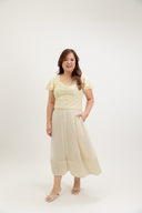 Sweetheart Eyelet Flutter-Sleeve Top (Buttercup)