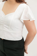 Sweetheart Eyelet Flutter-Sleeve Top (Ivory)