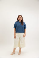 Lila Classic Button-Back Blouse (Storm Blue)