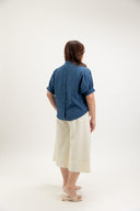 Lila Classic Button-Back Blouse (Storm Blue)