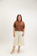 Lila Classic Button-Back Blouse (Coffee)