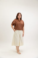 Lila Classic Button-Back Blouse (Coffee)