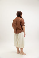 Lila Classic Button-Back Blouse (Coffee)