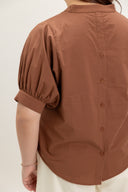 Lila Classic Button-Back Blouse (Coffee)