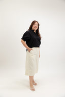 Lila Classic Button-Back Blouse (Black)