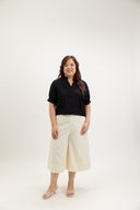 Lila Classic Button-Back Blouse (Black)