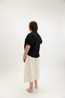 Lila Classic Button-Back Blouse (Black)