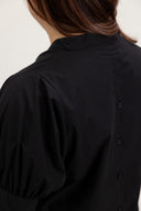 Lila Classic Button-Back Blouse (Black)