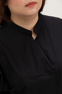 Lila Classic Button-Back Blouse (Black)