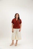 Open House Tie Blouse (Rouge Red) - ELTWINE