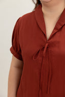 Open House Tie Blouse (Rouge Red) - ELTWINE