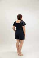 Sweetheart Eyelet Smock Romper (Navy) - ELTWINE