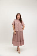 Modern Refined Mandarin Boxy Shirt (Muted Rose)