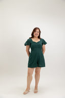 Sweetheart Eyelet Smock Romper (Forest Green) - ELTWINE