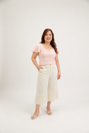Sweetheart Eyelet Flutter-Sleeve Top (Petal Rose)