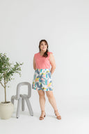 Wide Leg High Waist Berms (Pastel Ferns)