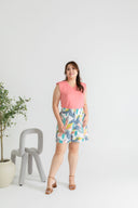 Wide Leg High Waist Berms (Pastel Ferns)