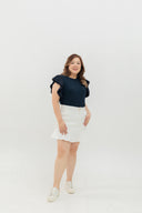 Mid-Waist Flounce-Hem Skorts (White)