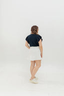 Mid-Waist Flounce-Hem Skorts (White)