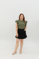 Mid-Waist Flounce-Hem Skorts (Black)