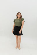 Mid-Waist Flounce-Hem Skorts (Black)