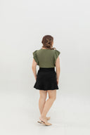 Mid-Waist Flounce-Hem Skorts (Black)