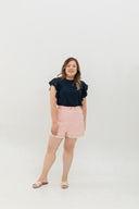 Roll Up Cuff Premium Denim High Waist Shorts (Confetti Pink)