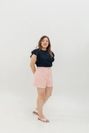 Roll Up Cuff Premium Denim High Waist Shorts (Confetti Pink)