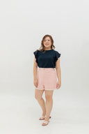 Roll Up Cuff Premium Denim High Waist Shorts (Confetti Pink)